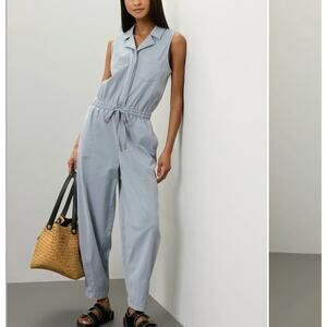 Splendid Blue Barrel Leg Boilersuit SMALL Utility Jumpsuit Cotton Weekend $178
